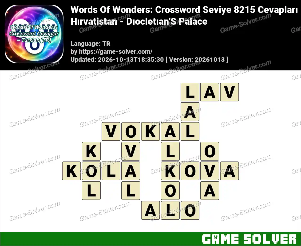 Words Of Wonders: Crossword Seviye 8215 Cevapları – Hırvatistan – Dıocletıan’S Palace